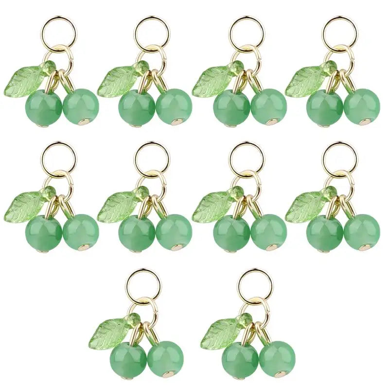 10Pcs/lot Fashion Delicious Red Cherry Keychain Summer Fruit Cherries Pendant Keyring For Women Men Jewelry Bag Accessories Gift Aurexia off