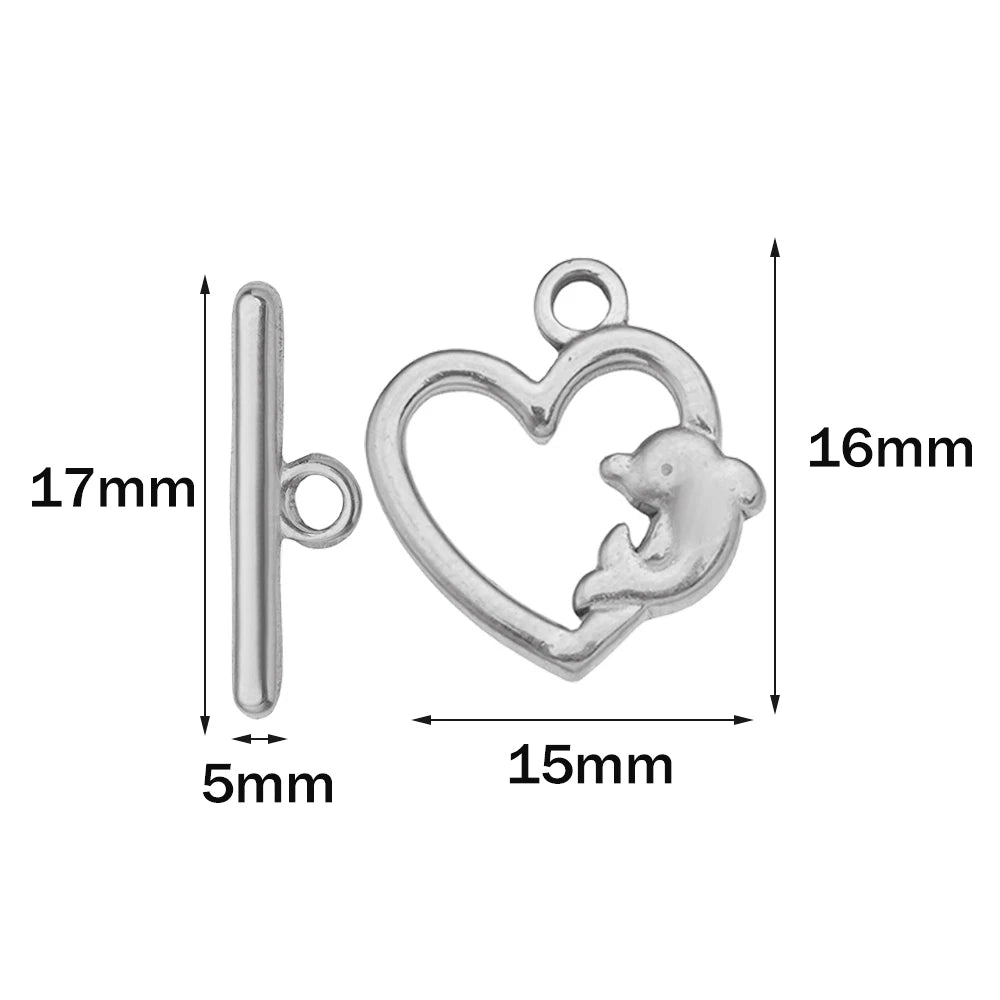 5 Sets Stainless Steel Toggle Clasp T-bar Closure Ring Fastener Hook End Connectors for DIY Necklace Bracelet Jewelry Making Aurexia off