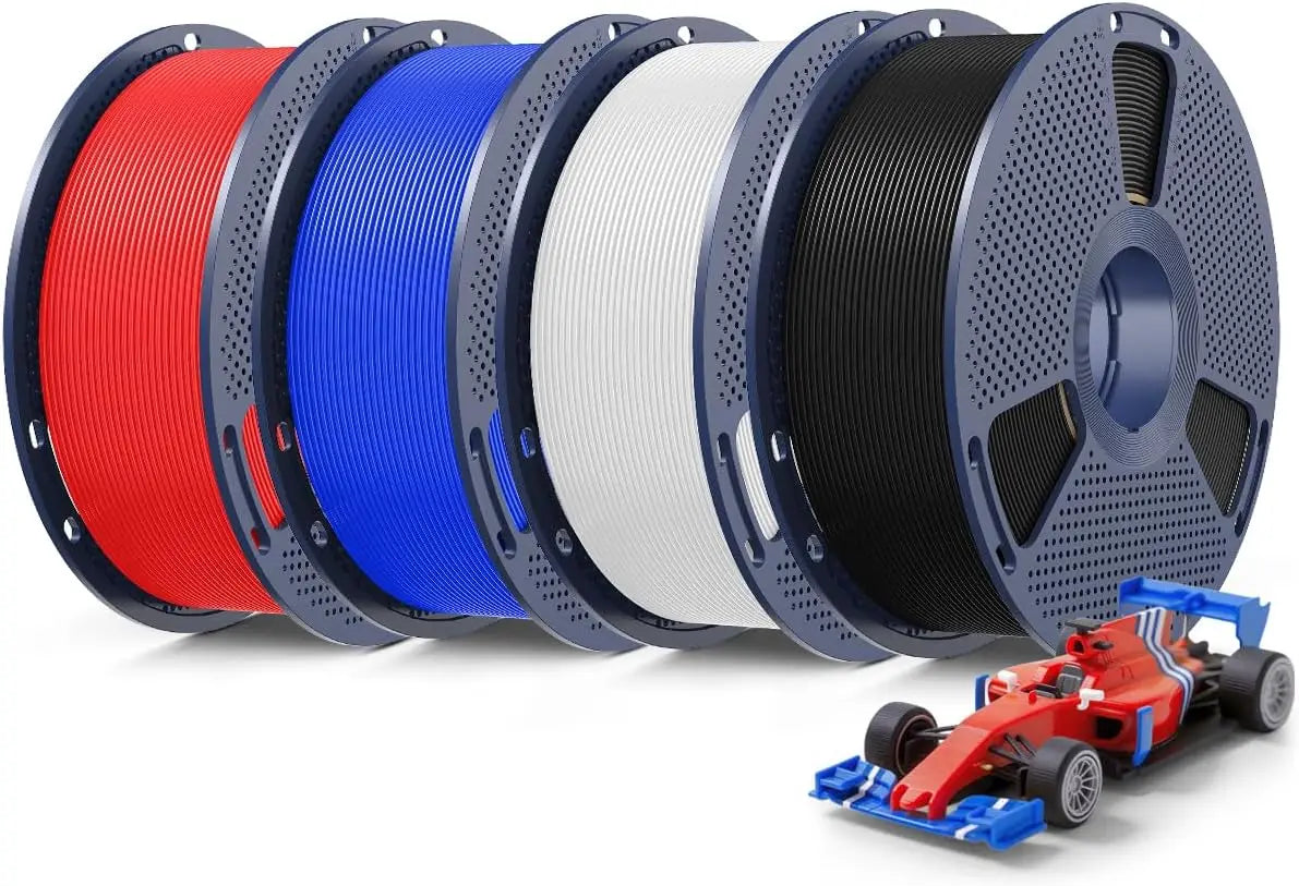 4KG PLA+2.0 3D Printer Filament Bundle, 1.75mm High Speed Printing, Stronger Than PLA+, 4 Packs in Black White Blue Red Aurexia off