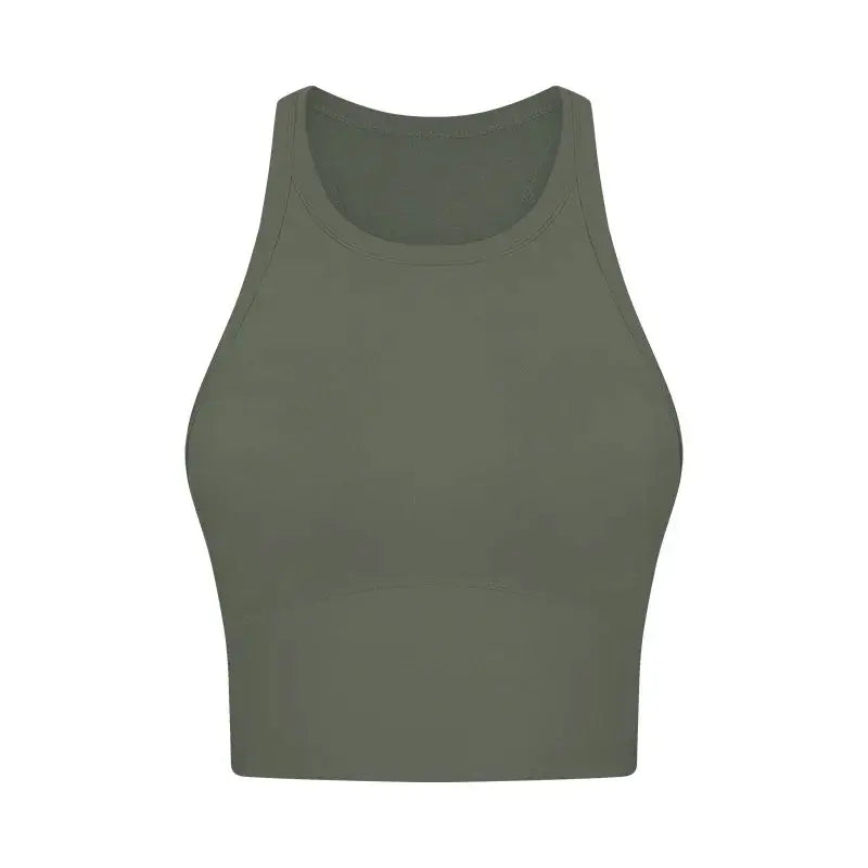 Built-in chest patch, high-end women's yoga vest, nude feel Leica gym exercise sports bra, hanging neck style Aurexia off