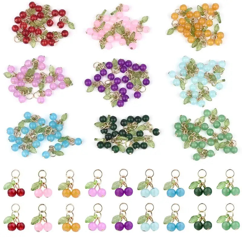 10Pcs/lot Fashion Delicious Red Cherry Keychain Summer Fruit Cherries Pendant Keyring For Women Men Jewelry Bag Accessories Gift Aurexia off