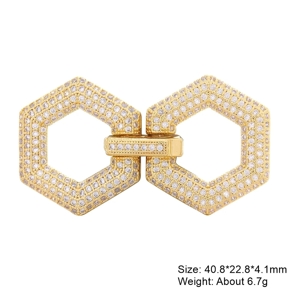 Juya DIY Copper 18K Gold Plated Pendant Connector Fastener Buttob Lock Clasps For Needlework Natural Stone Pearls Jewelry Making Aurexia off