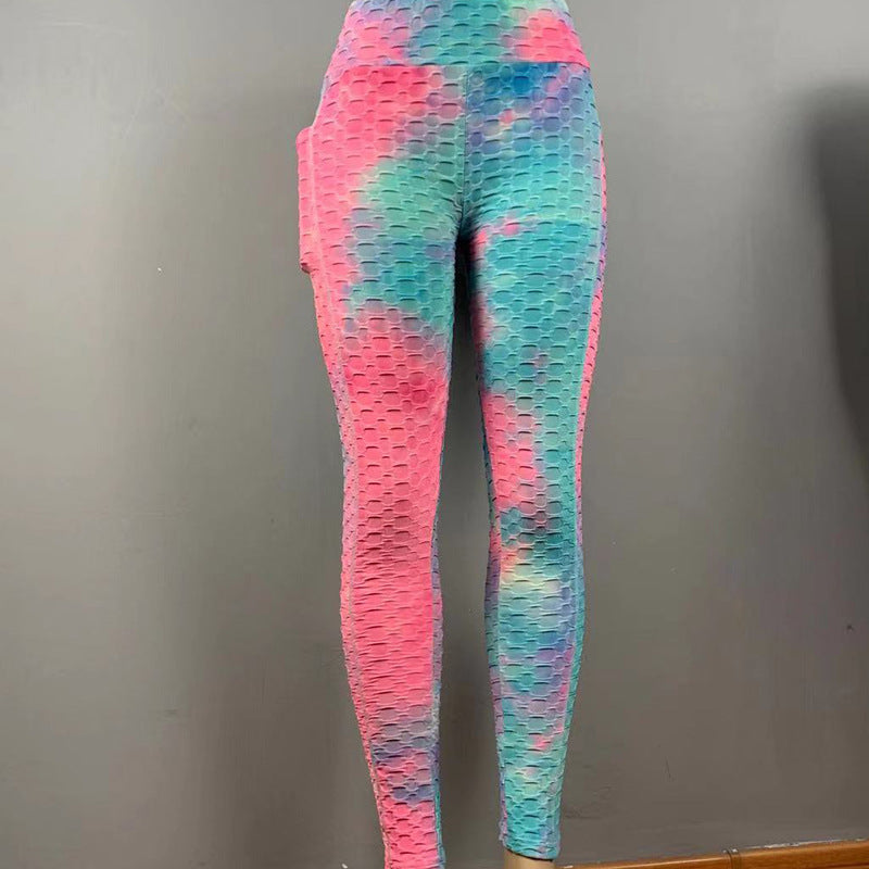 Fashionable Tie-Dye Bubble Pocket Trousers for Women Aurexia off