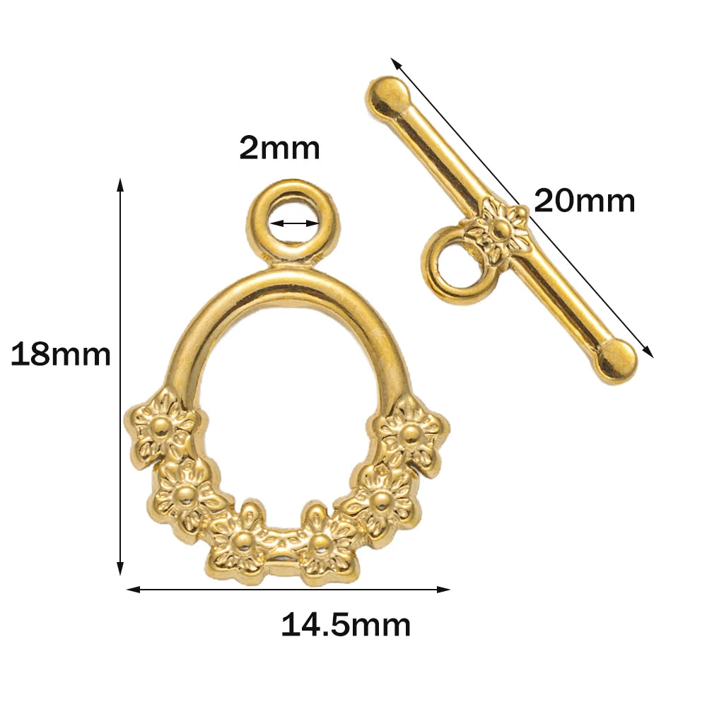 5 Sets Stainless Steel Toggle Clasp T-bar Closure Ring Fastener Hook End Connectors for DIY Necklace Bracelet Jewelry Making Aurexia off