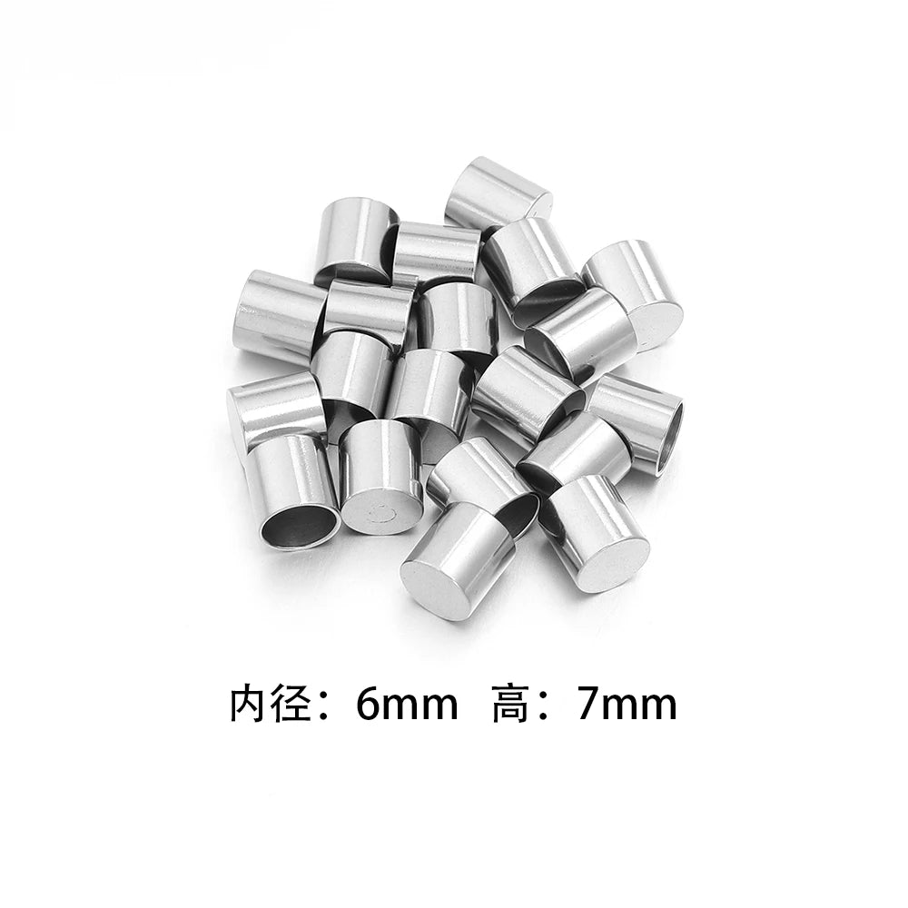 10-20pcs/lot 2-10mm Stainless Steel Leather Cord Clasp Crimp End Caps For Necklace Bracelet Connectors Jewelry Making Supplies Aurexia off