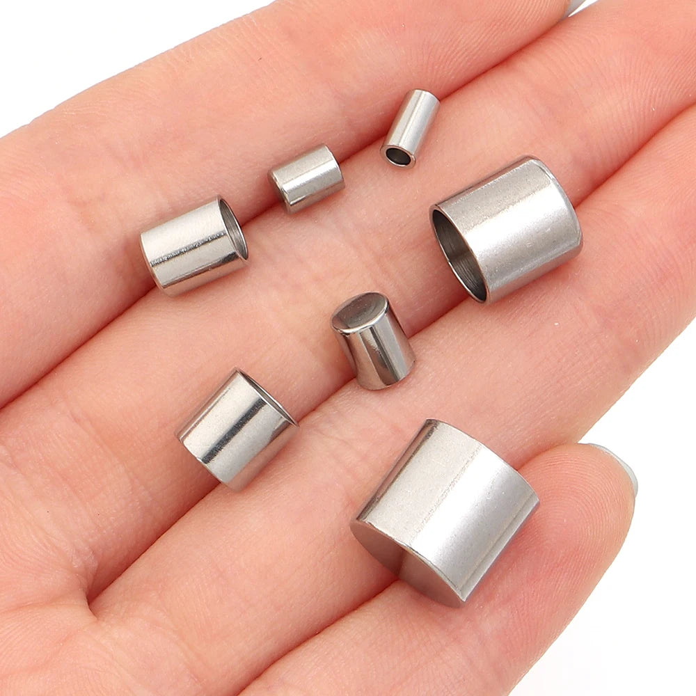 10-20pcs/lot 2-10mm Stainless Steel Leather Cord Clasp Crimp End Caps For Necklace Bracelet Connectors Jewelry Making Supplies Aurexia off