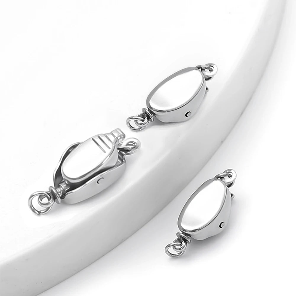 5 Pcs Titanium Steel Necklace Buckles Stainless Steel Saddle Buckle Non Rusting DIY Pearl Necklace Connecting Jewelry Making Aurexia off