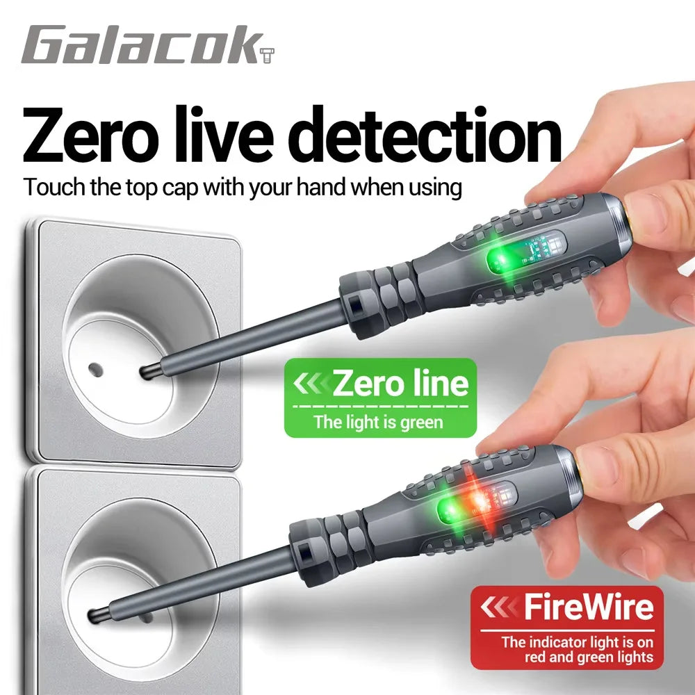 Multifunctional Electrician Test Screwdriver AC Non-contact Induction Test Pen Voltage Tester 70-600V Red Green Induction Lights Aurexia off
