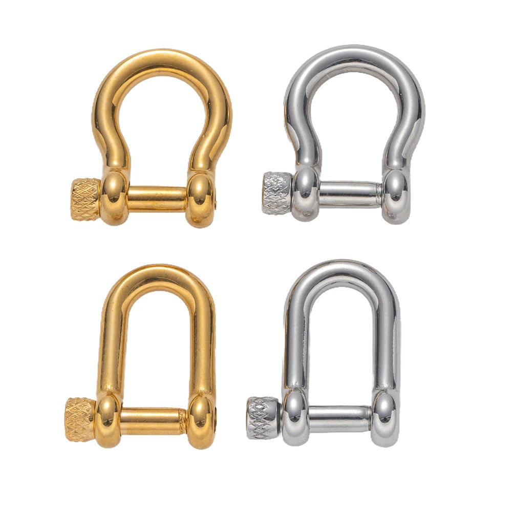 1pcs 304 Stainless Steel D-Ring Anchor Shackle Clasps Screw Lock Bow Horseshoe Buckle for DIY Bracelets Purse Jewelry Making Aurexia off