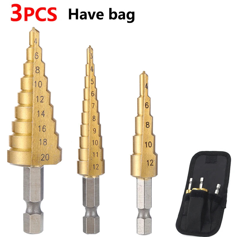 4-32 mm 4-20 mm HSS Titanium Coated Step Drill Bit High Speed Steel Metal Wood Hole Cutter Cone Drilling Tool Aurexia off