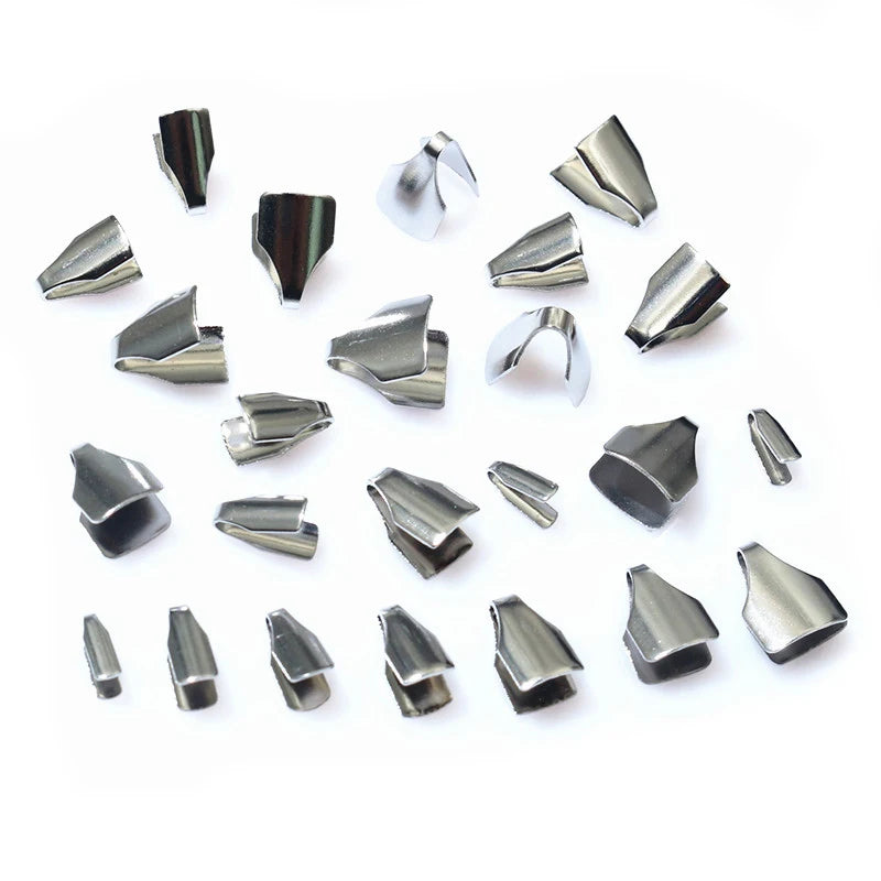 100pcs Stainless Steel 2-7mm Flat Cords Crimp End Beads Caps Clip Tip Fold for DIY Snake Chain Necklace Jewelry Making Findings Aurexia off