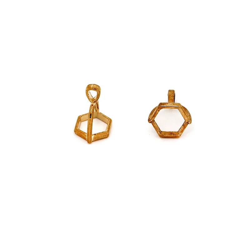20Pcs Hexagonal Gemstone Cap Natural Stone Crystal Pillar Pendant Caps For Jewelry Making Pendant Necklace Connectors Clasp DIY Aurexia off