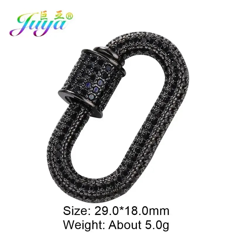 Juya Handmade Zirconia 18K Gold Plated Decorative Copper Pendant Carabiner Screw Bolt Lock Clasps For DIY Punk Jewelry Making Aurexia off