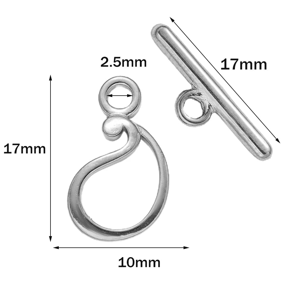 5 Sets Stainless Steel Toggle Clasp T-bar Closure Ring Fastener Hook End Connectors for DIY Necklace Bracelet Jewelry Making Aurexia off