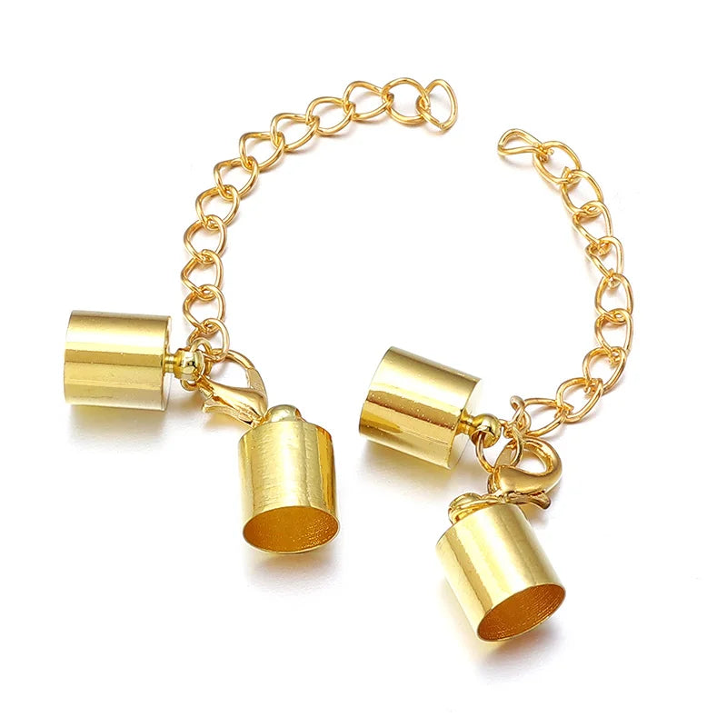 10Sets Leather Cord End Caps With Lobster Clasp Extending Chain For Jewelry Making DIY Bracelet Necklace Connectors Accessories Aurexia off
