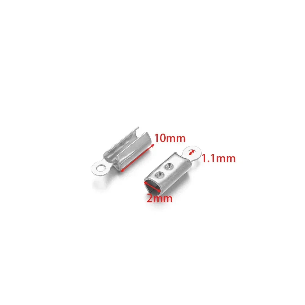 50pcs Stainless Steel High Quality Crimp End Beads Caps Leather Cord Clips for DIY Jewelry Making Necklace Connectors Supplies Aurexia off