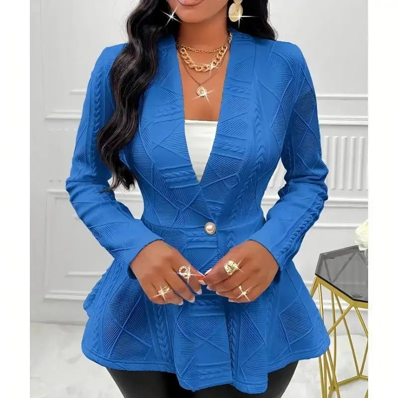 2026 European and American women's thick jacquard textured single-button slim-fit long-sleeve jacket vacation-style women's wear Aurexia off