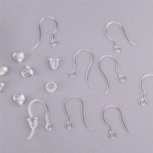 20pcs Plastic Earring Hooks Ear Wire with Loop French Fish Hooks and 20pcs Transparent Earring Stoppers for DIY Jewelry Making Aurexia off