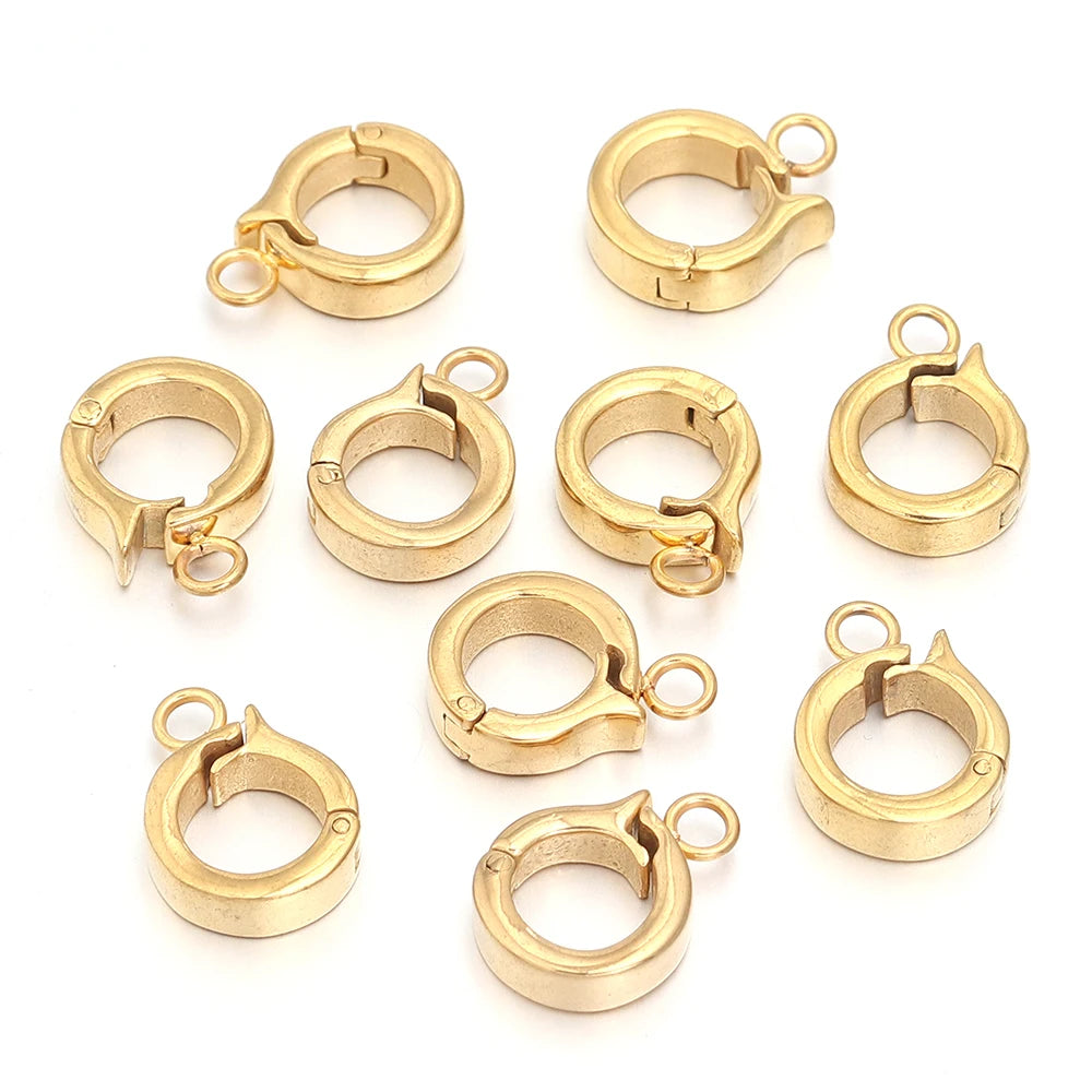 Stainless Steel Necklace Clasp Round Versatile Connection Buckles for Bracelet Earring Pendants Hooks Jewelry Making Supplies Aurexia off