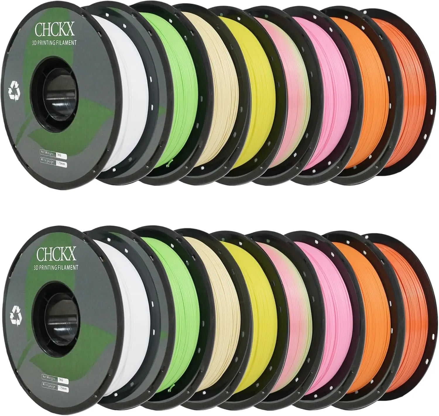 16KG PLA 3D Printer Filament Bundle, 1.75mm, 10 Colors Including White, Pink, Peach Aurexia off