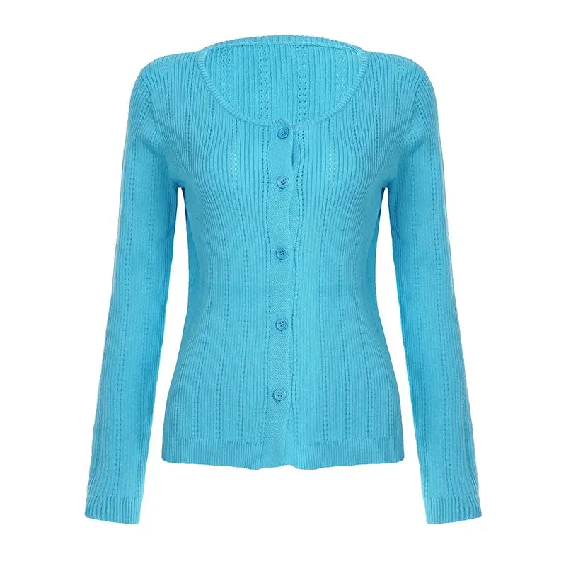 [RUOKE] Casual Streetwear Long Sleeve Top Spring Summer Knit Button Up Thin Coat Korean Style Outerwear Daily Cardigan Commuter Aurexia off