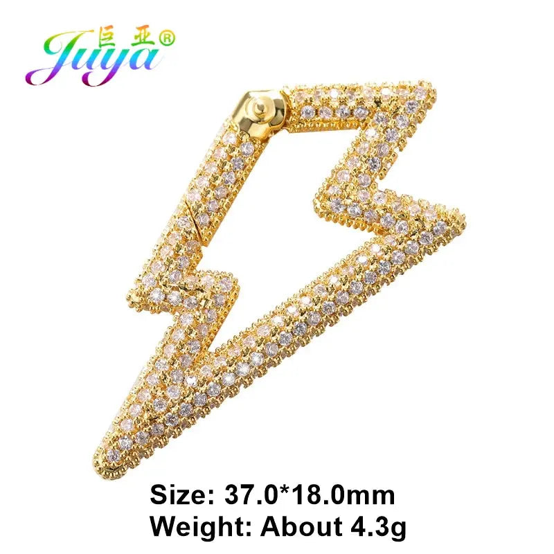 Juya Handmade Zirconia 18K Gold Plated Decorative Copper Pendant Carabiner Screw Bolt Lock Clasps For DIY Punk Jewelry Making Aurexia off