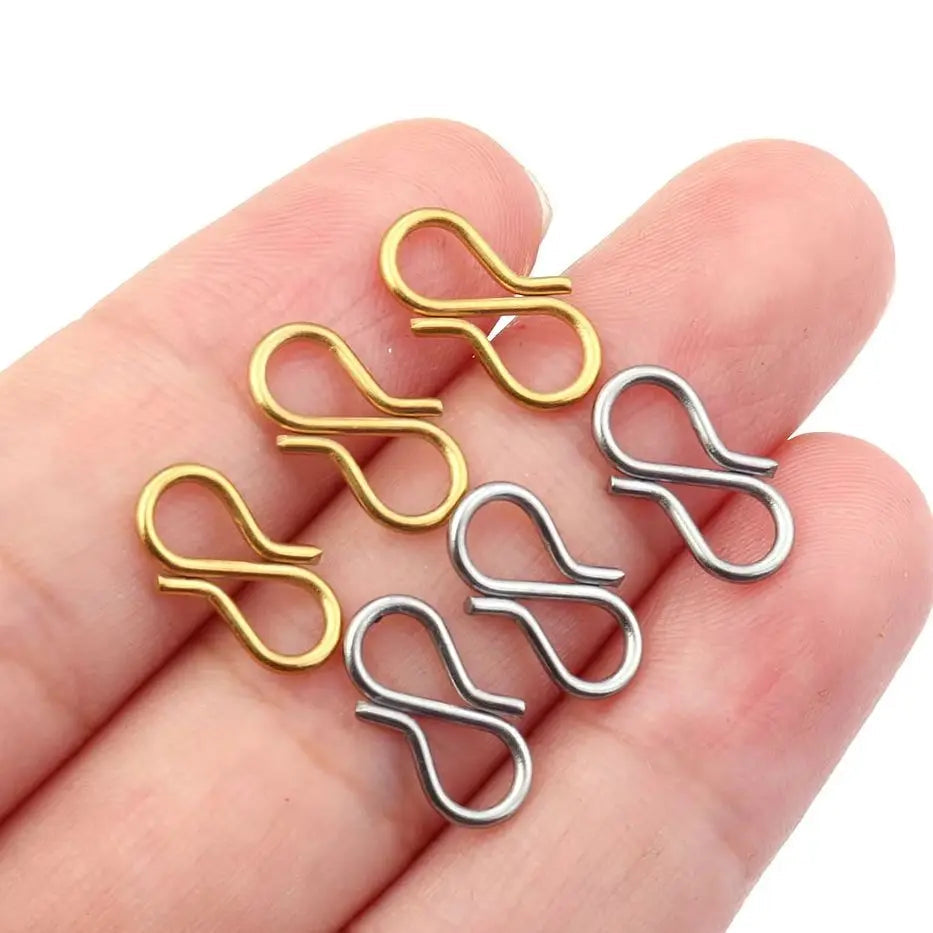 30pcs/Lot 7x13mm Chic Letter S Buckle Clasps DIY Necklace Gold Plated Stainless Steel Clasp Hooks Connectors for Jewelry Making Aurexia off