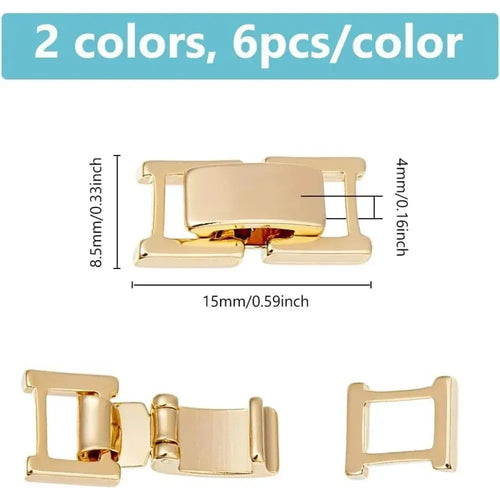 12Pcs 2 Colors Fold Over Jewelry Clasp Brass Bracelet Extenders 0.59x0.33x0.16 Inch Small Fold Over Clasp Foldover Extension Aurexia off