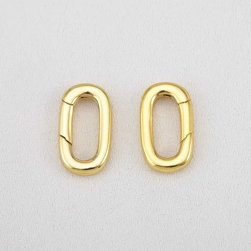 2pcs 18K Gold Plated Filled Oval Carabiner Necklace Clasps Spring Ring Pearl Enhancer Connector for DIY Jewelry Bracelet Making Aurexia off
