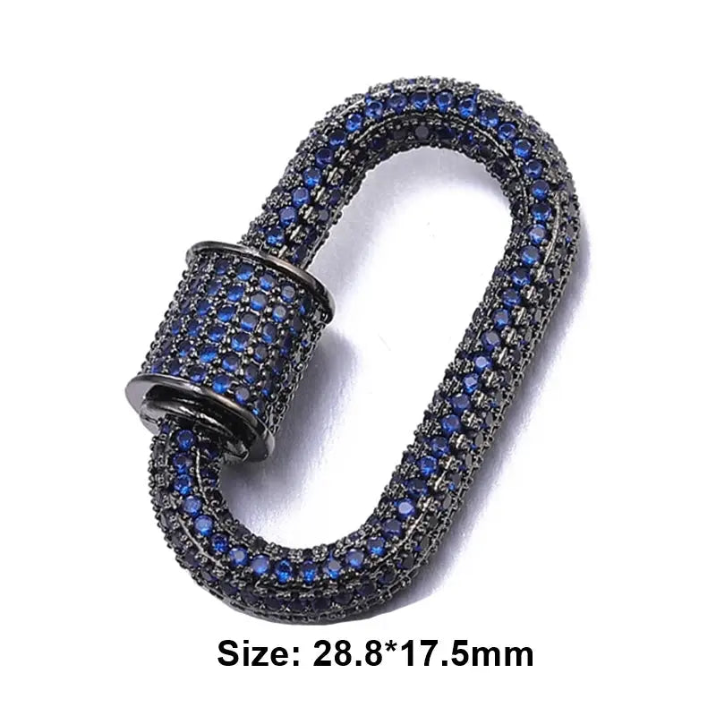 Juya Handmade Zirconia 18K Gold Plated Decorative Copper Pendant Carabiner Screw Bolt Lock Clasps For DIY Punk Jewelry Making Aurexia off