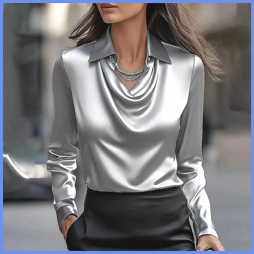 Vintage Satin Blouse Women Long Sleeve Elegant Silk Shirt Luxury Commuting Tops Aurexia off