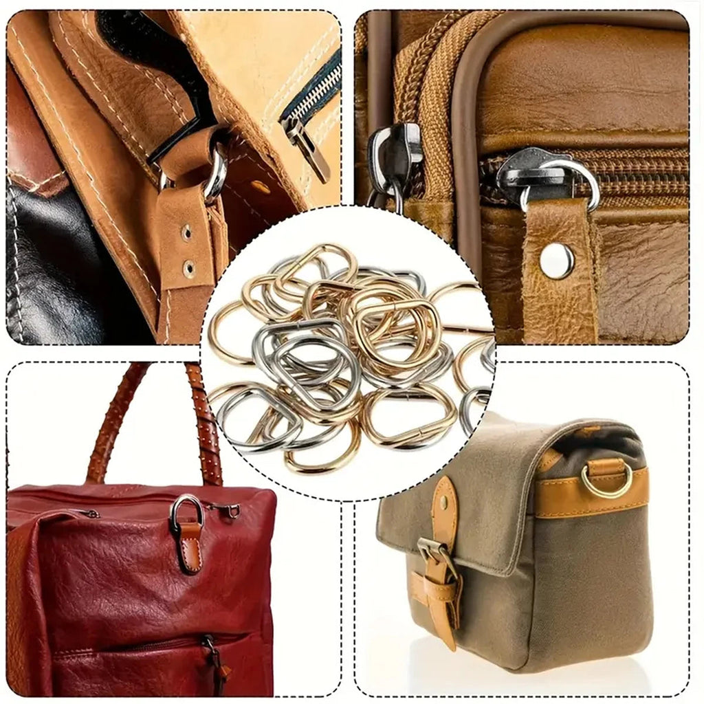 30/60/100Pcs D-ring buckle stainless steel semi-circular D-ring adjustable hardware bag belt process DIY accessories Aurexia off