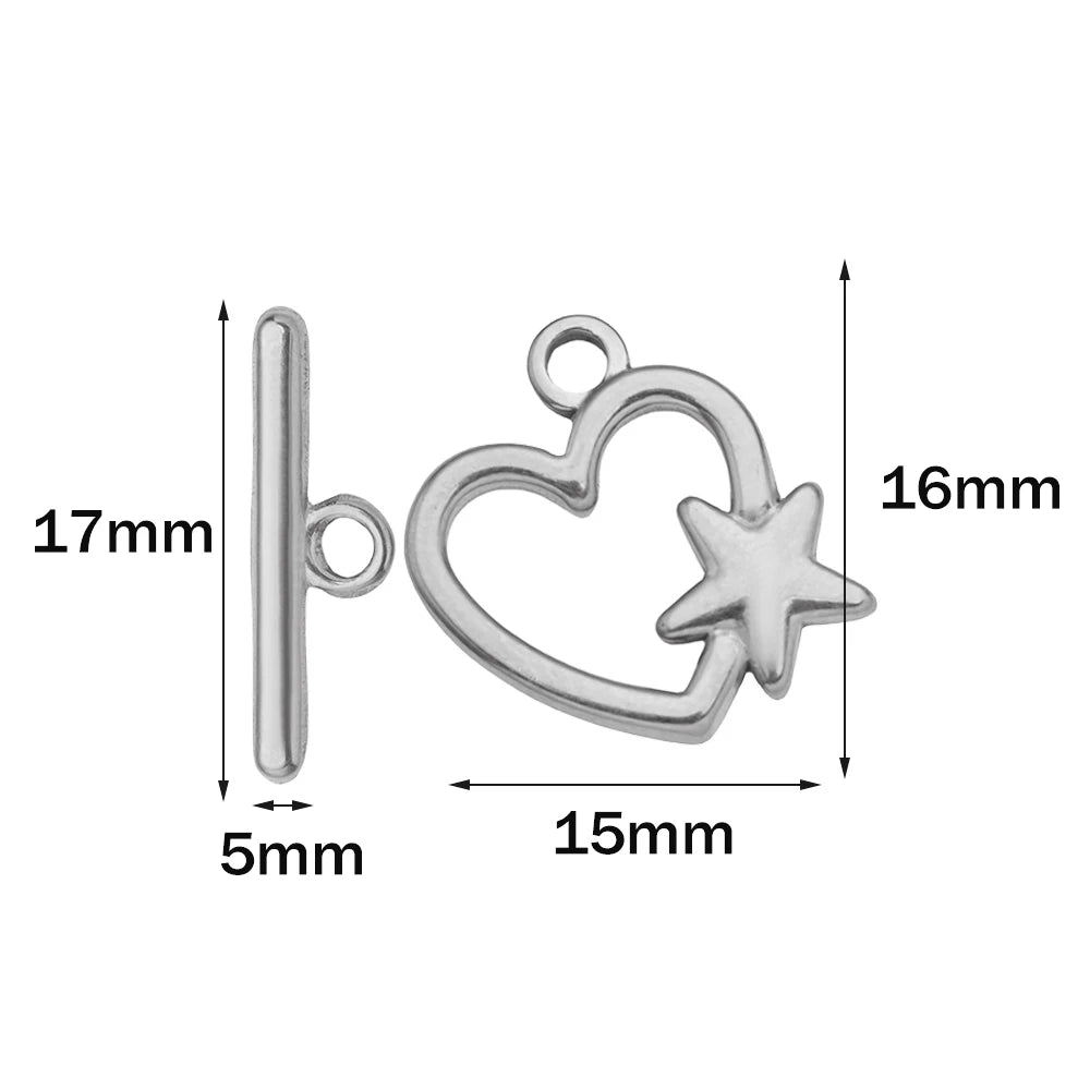 5 Sets Stainless Steel Toggle Clasp T-bar Closure Ring Fastener Hook End Connectors for DIY Necklace Bracelet Jewelry Making Aurexia off