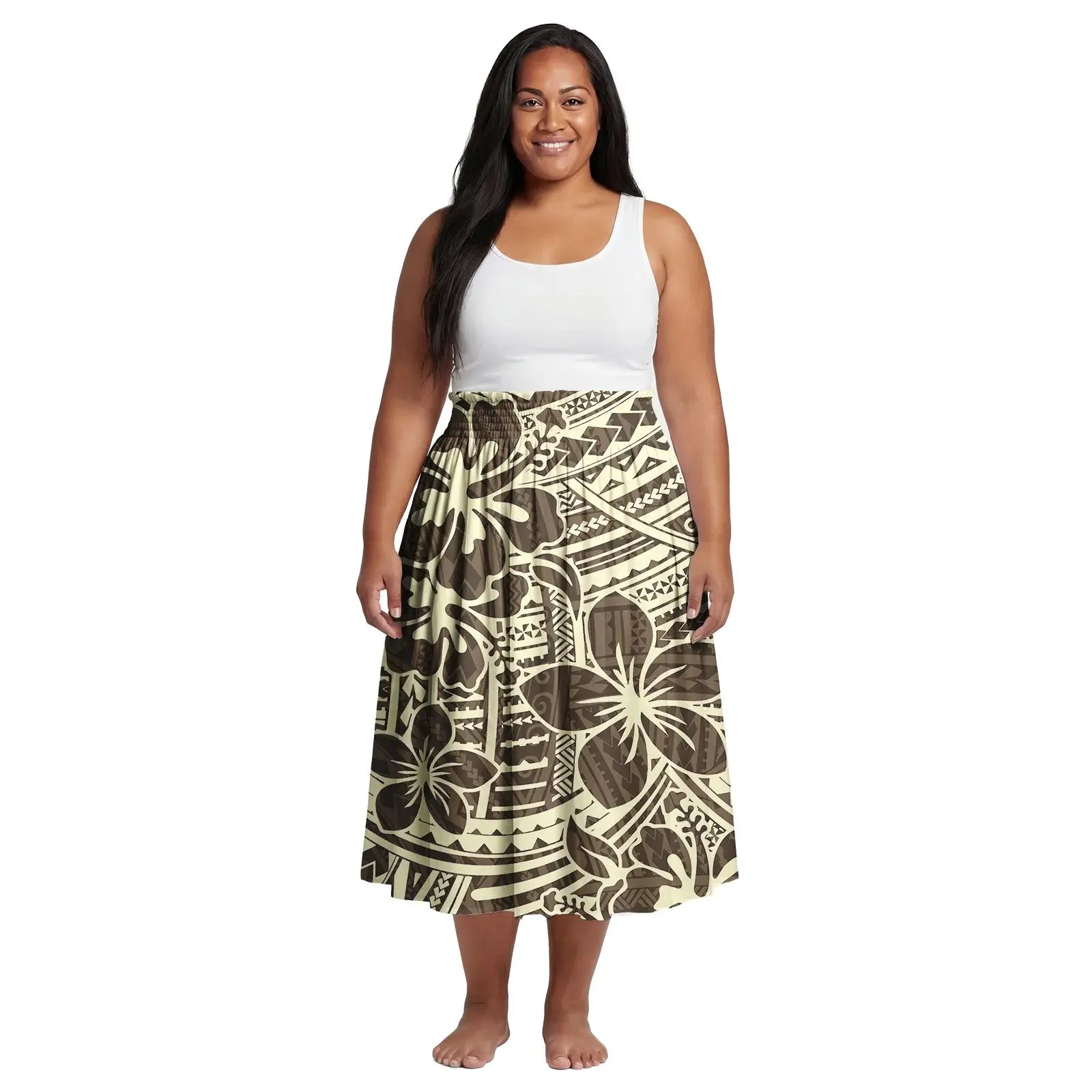 2026 Spring New Custom Elastic Waistband Design Women Skirts Samoan Polynesian Elegant Oversize Ladies Dress Party Aloha Skirts Aurexia off