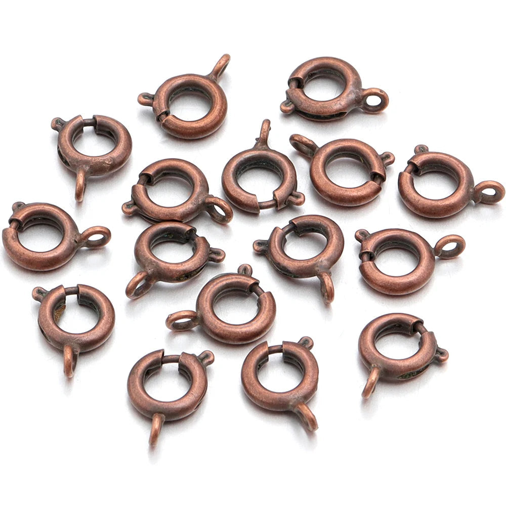 10Pcs Circle Spring Buttonr Copper Clasps Hooks End Connectors With Jump Ring for DIY Necklace Clasps Jewelry Making Accessories Aurexia off
