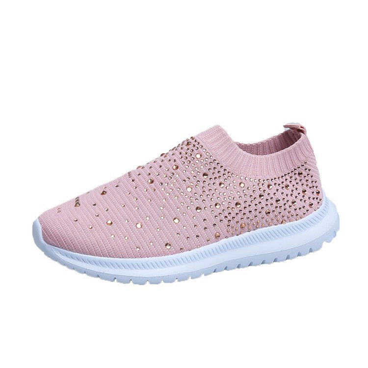 Women's Rhinestone Fly Woven Mesh Sports Running Shoes Aurexia off