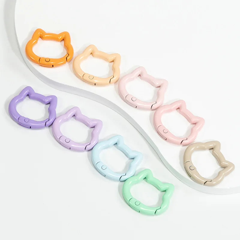 5pcs Cute Heart Cat Keychain Rings Carabiner Clip Key Chain Hooks for DIY Keys Buckle Bags Purses Replacement Lanyard DIY Crafts Aurexia off