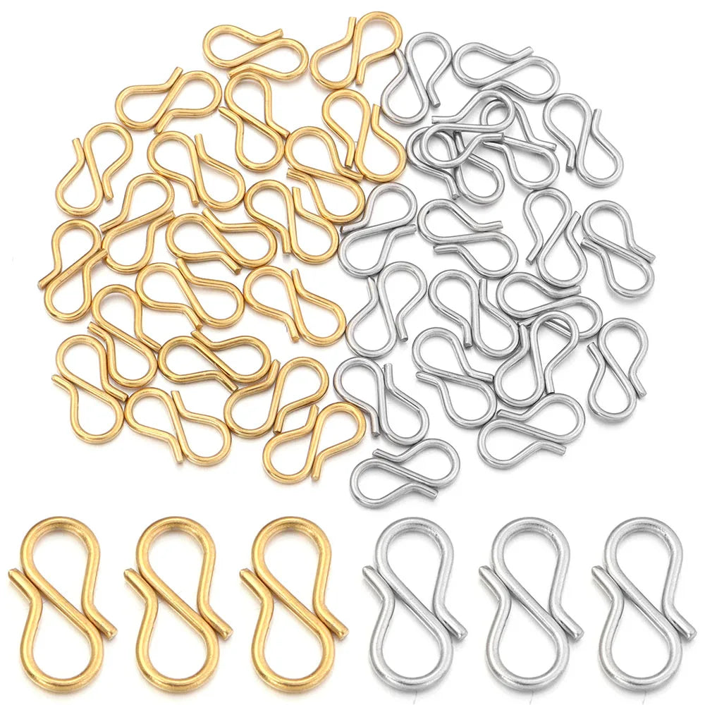 30pcs/Lot 7x13mm Chic Letter S Buckle Clasps DIY Necklace Gold Plated Stainless Steel Clasp Hooks Connectors for Jewelry Making Aurexia off