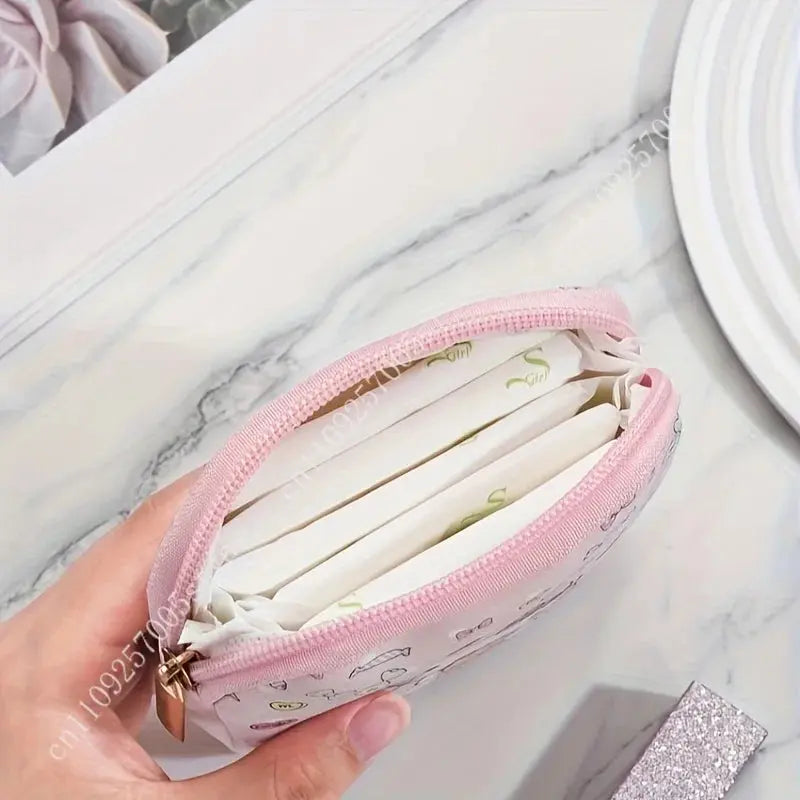 Sanrio Hello Kitty Cute Pink PU Menstrual Bag Lightweight and Portable Zipper Storage Bags for Sanitary Napkins Cosmetics Aurexia off