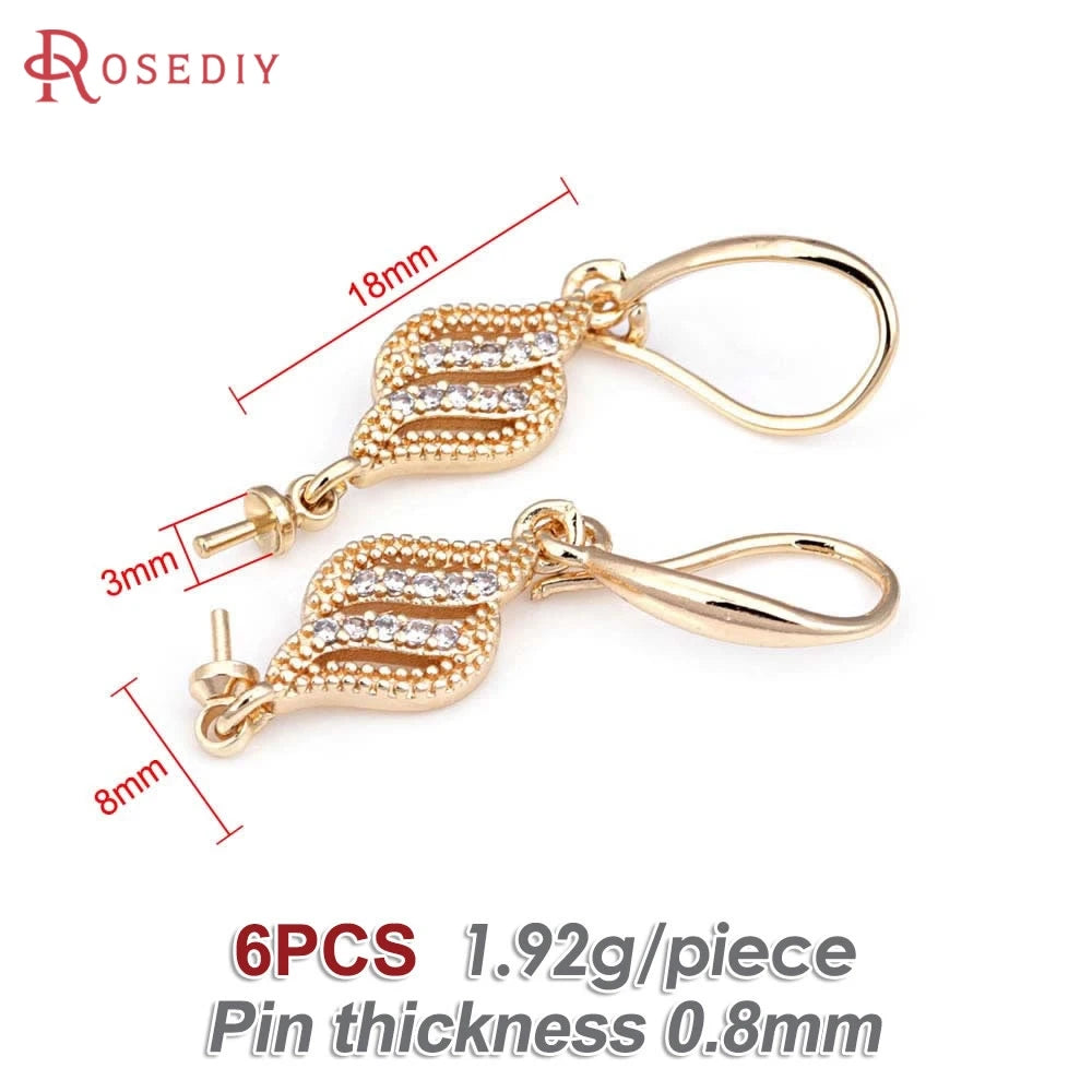18K Gold Color Brass Can fit Half Hole Beads with Half Pins Earrings Hooks High Quality Jewelry Making Diy Findings Accessories Aurexia off