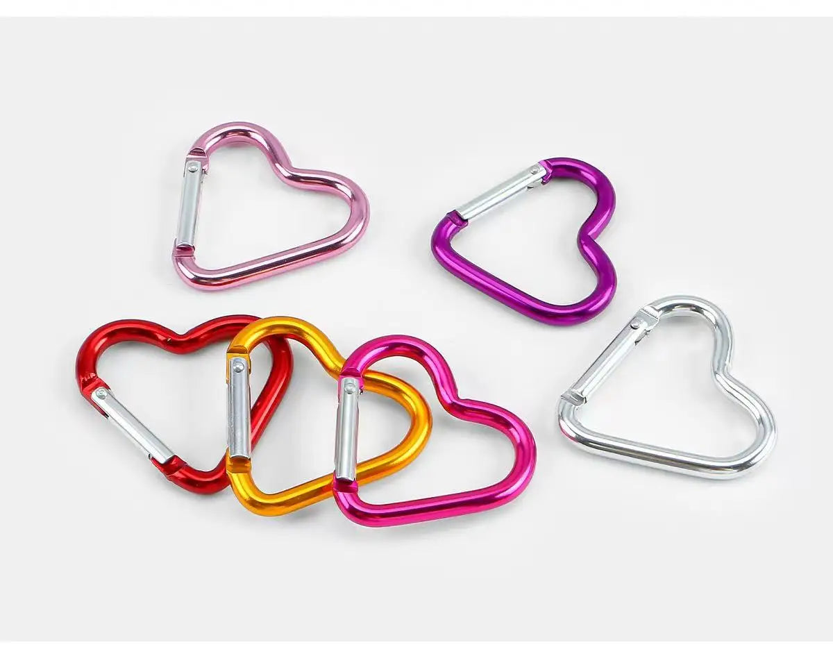 5pcs Aluminum Alloy Colorful Heart Spring Clasps  Carabiner Keychain Clips Hook Dog Chain Diy Jewelry Buckle Connector Supplies Aurexia off