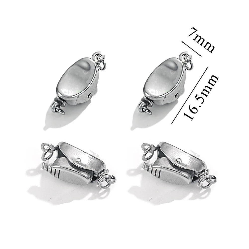 5 Pcs Titanium Steel Necklace Buckles Stainless Steel Saddle Buckle Non Rusting DIY Pearl Necklace Connecting Jewelry Making Aurexia off