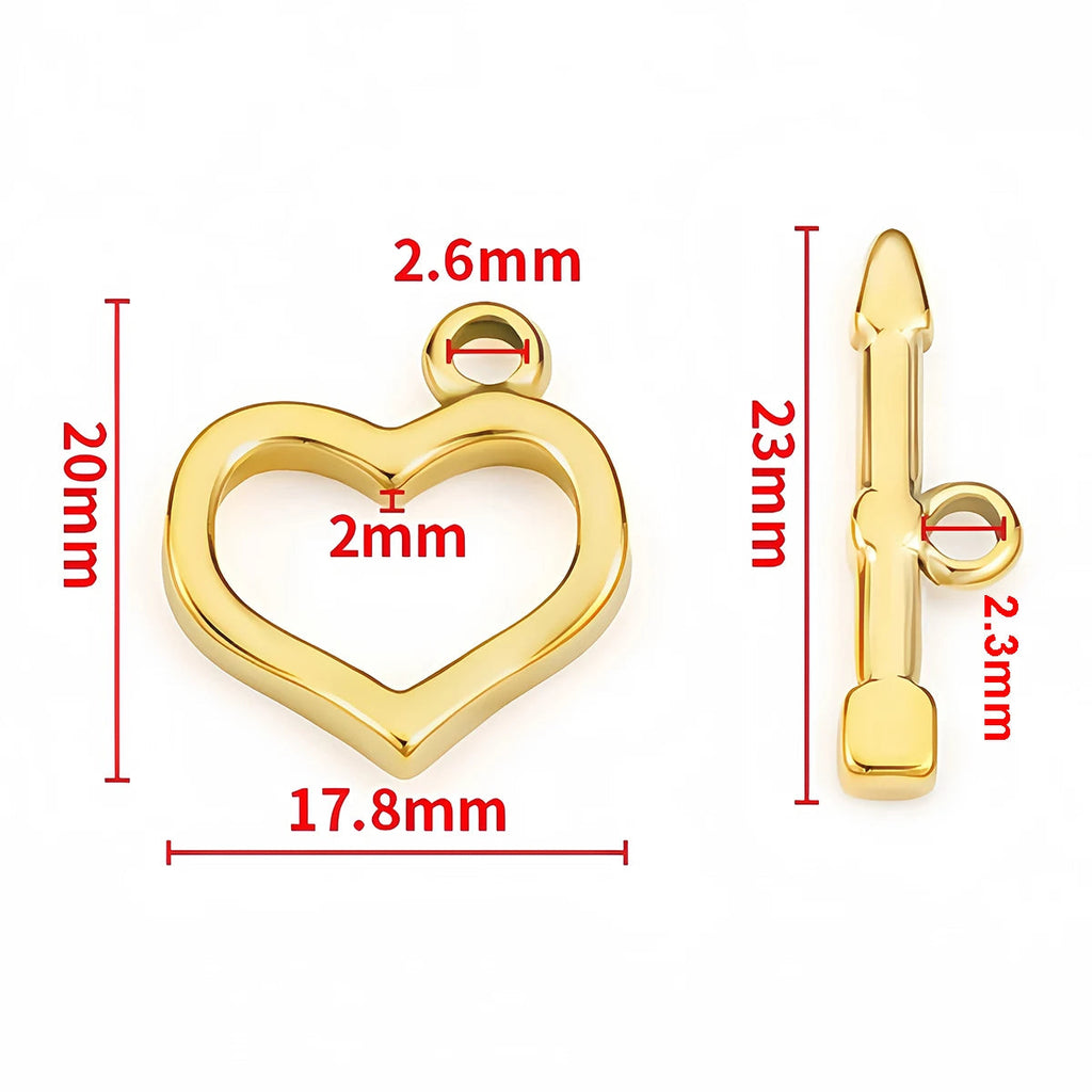 2 Sets Stainless Steel OT Clasp Heart Toggle Clasps Buckle Connector for Necklaces Bracelets Hook DIY Jewelry Making Accessories Aurexia off