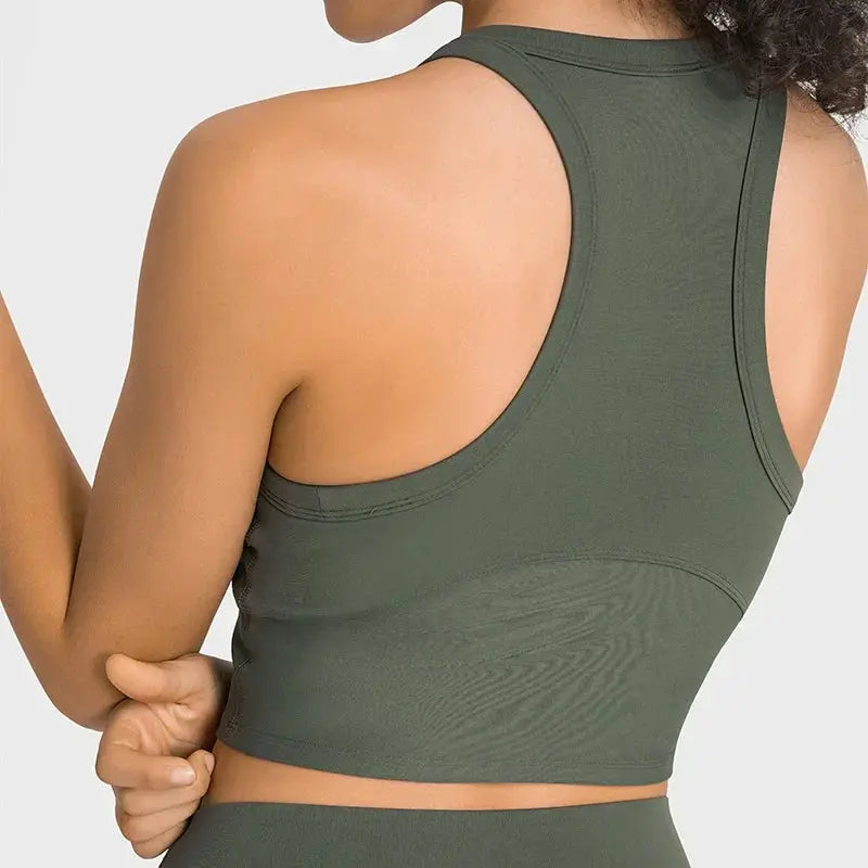 Built-in chest patch, high-end women's yoga vest, nude feel Leica gym exercise sports bra, hanging neck style Aurexia off