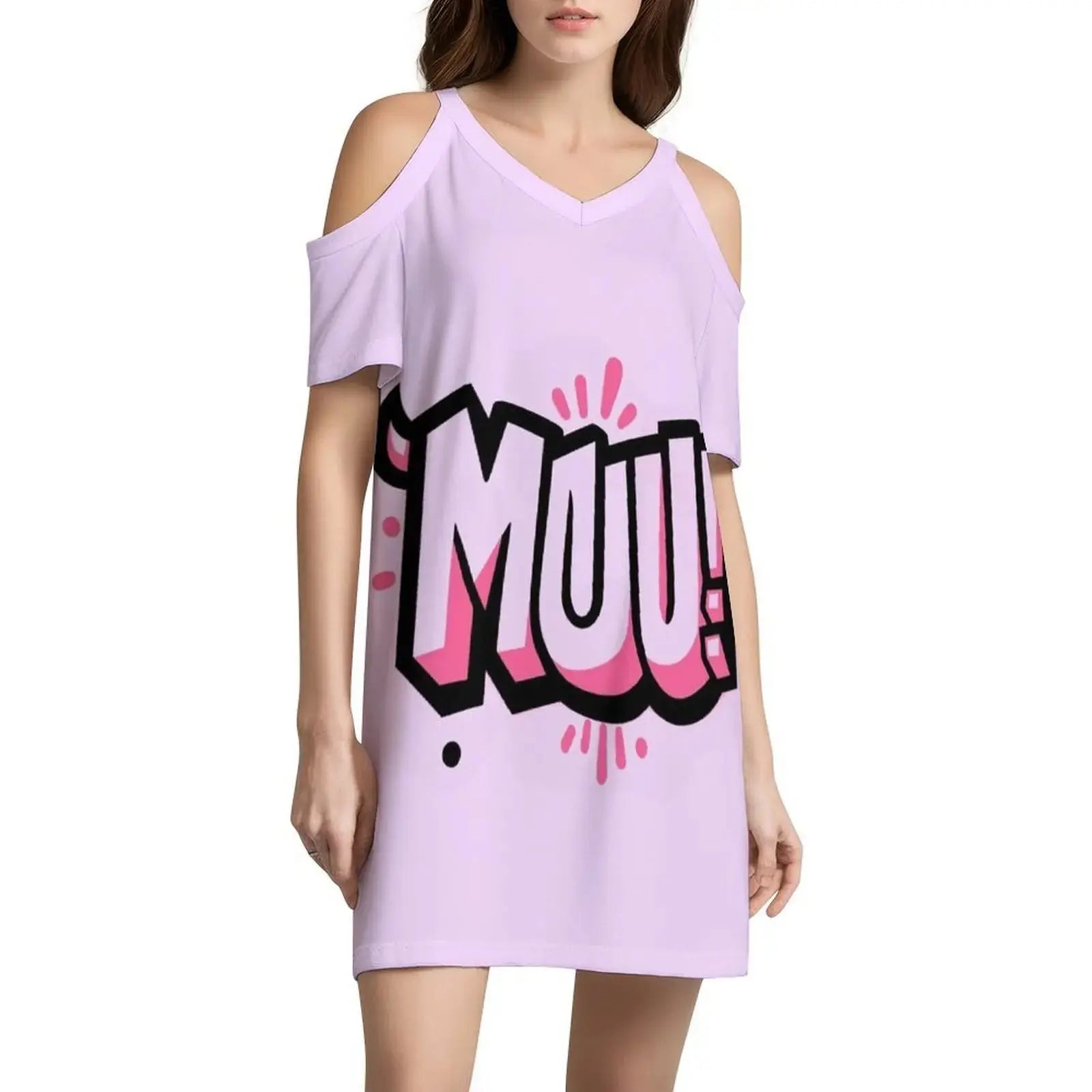 Moo!! Korean Style Casual Dress For Women Simple Daily Office Lady Dresses Letters Graffiti Bull Pink Black 90 S Evening Dress Aurexia off