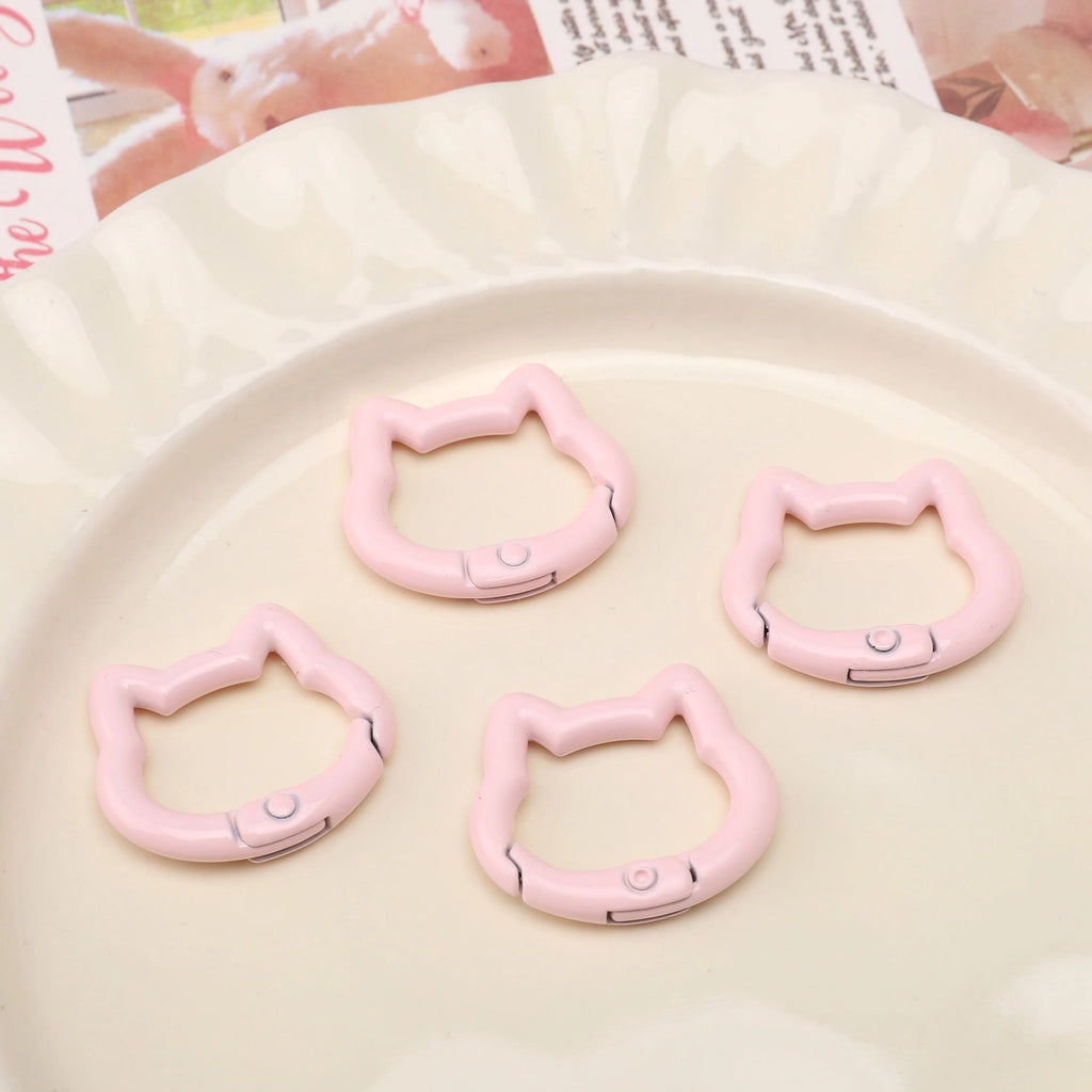 1pc/bag Alloy Spring Clasps Colorful Cute Cat Shape Spring Ring Carabiner Clips For DIY Keyring Lanyard Keychain Making Findings Aurexia off