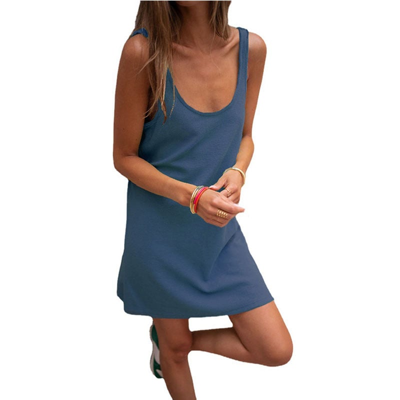 Waffle Knit Sleeveless Flow Dress Aurexia off