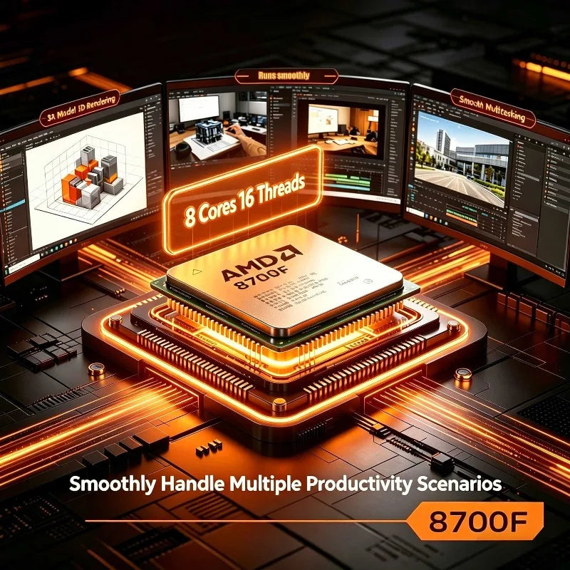 AMD Ryzen 7 8700F Desktop CPU Zen4 4nm 8C16T 5.0GHz 24MB Cache AM5 65W No IGPU AI High Performance Gaming Office Chip Aurexia off