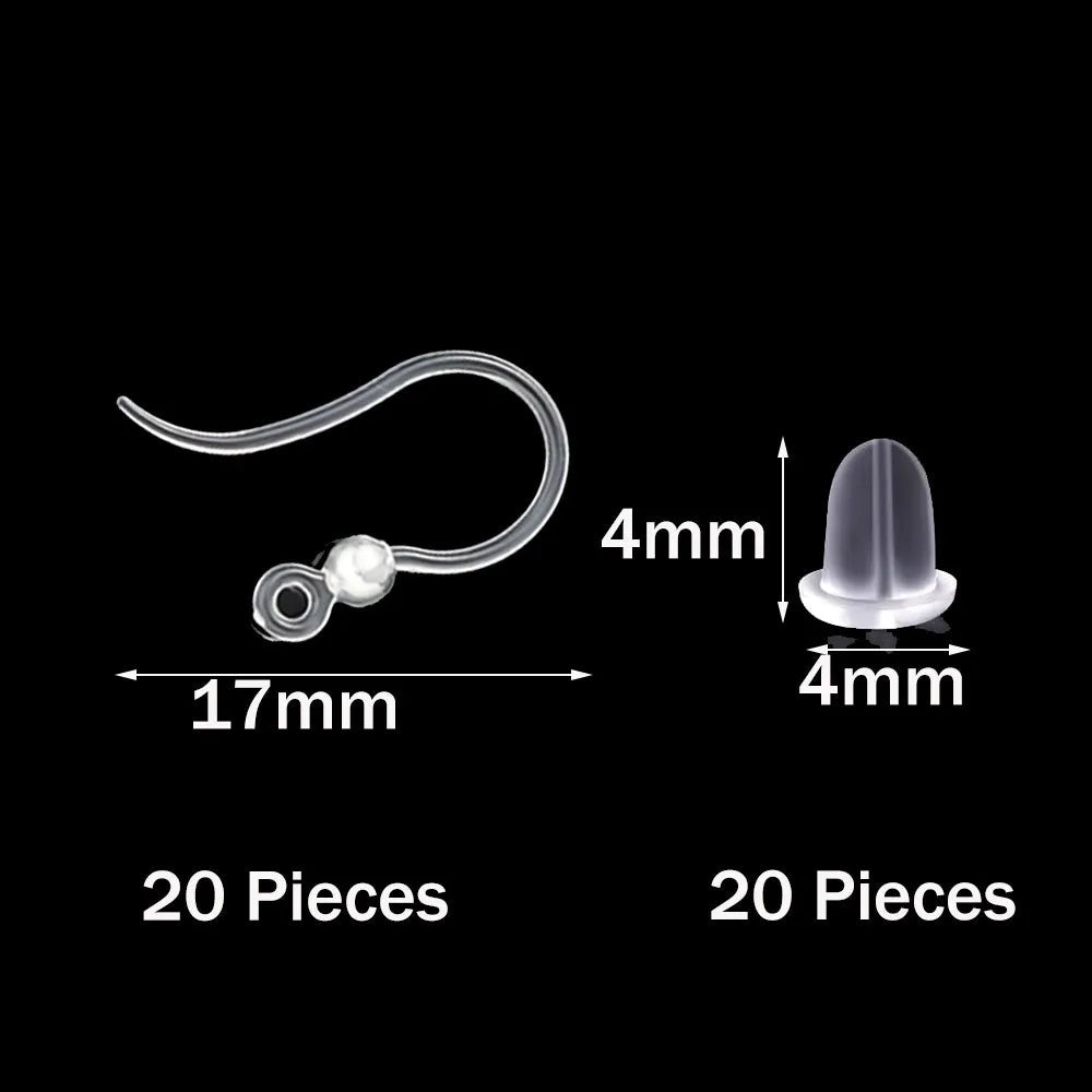 20pcs Plastic Earring Hooks Ear Wire with Loop French Fish Hooks and 20pcs Transparent Earring Stoppers for DIY Jewelry Making Aurexia off