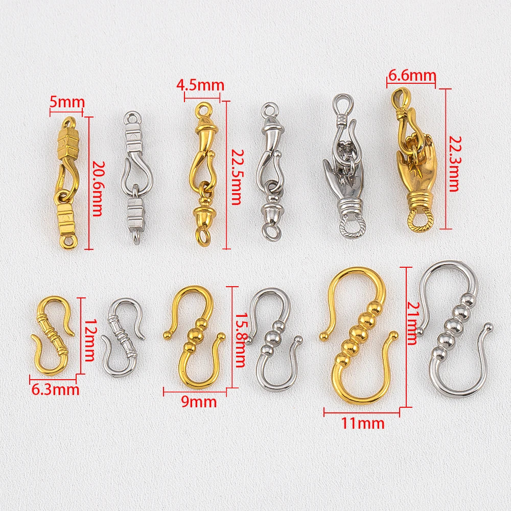 2pcs Stainless Steel Gold Plated Hand-Shape Boat Anchor S-shaped Connection Buckle for DIY Bracelet Clasps Jewelry Accessories Aurexia off